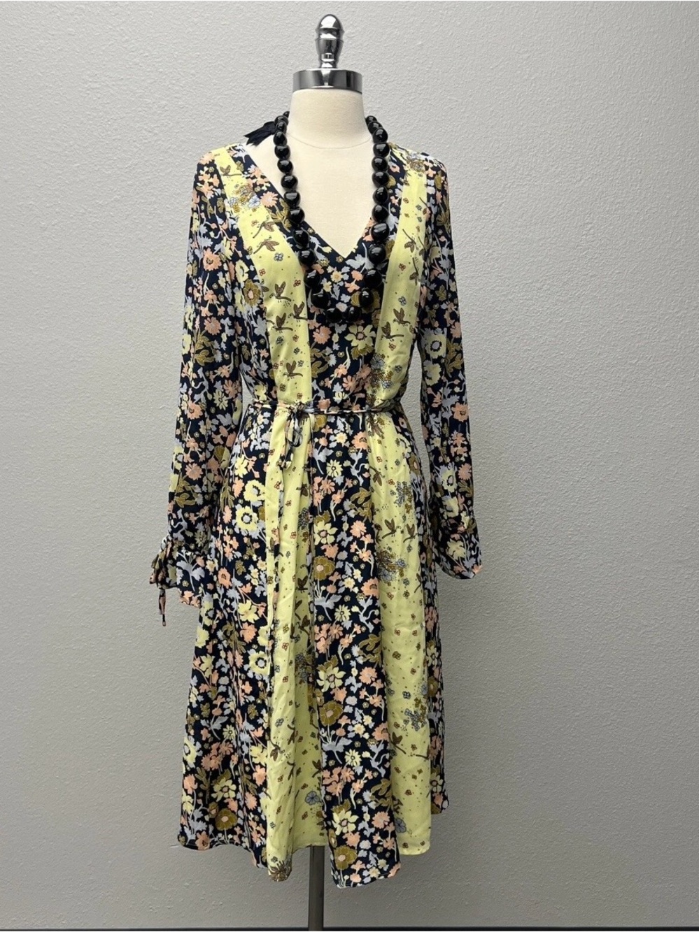 ModCloth Floral Patchwork Wrap Midi Dress Size 14 Boho Cottagecore Retro